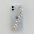 Clear Shell Texture Pearl Bracelet Phone Case - Elegant White Acrylic Variant Style - Bracelet Style / iphone13promax / White