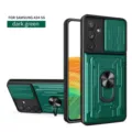 Funda protectora verde oscuro resistente con cubierta de cámara y soporte de anillo Samsung. - Verde Oscuro
