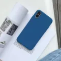 Dark blue liquid silicone phone case soft protective back cover for smartphone daily use - Blue