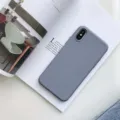 Liquid silicone phone case detail showcasing soft texture, precise cutouts and sleek grey finish. - Gray / iPhone 7/8