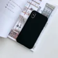 Matte black liquid silicone phone case detail, soft microfiber lining and drop protection. - Black / iPhone 7/8