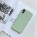 Light green liquid silicone phone case detail showing soft touch finish and accurate camera cutouts. - Green / iPhone 7/8