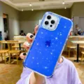Blue glitter iPhone case detail showing sparkling finish and precise camera protection. - iPhone 7/8 / Blue