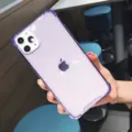 Funda protectora transparente de TPU morado con esquinas reforzadas antichoque para móvil - Estilo iPhone 7/8 / Púrpura