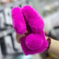 Felle roze pluche konijnenoor telefoonhoesje voor iPhone, schattige warme wintercover. - Rozerood / iphone11