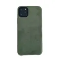 Cover per cellulare iPhone in camoscio peluche verde scuro, custodia invernale morbida. - Verde militare