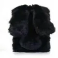 Zwarte pluche konijn telefoonhoesje met lange oren warme beschermende hoes winter - Zwart / iphone11