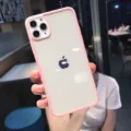 Funda de teléfono transparente con marco rosa minimalista cubierta protectora suave de acrílico - Rosa / iPhone 11