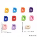 Acrylic letter beads colorful DIY handmade necklace bracelet jewelry making accessories - Letter D Style (YKL0226-4) / 10 Pieces/Pack / Multicolor Mixed