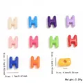 Perles en acrylique lettre H grand trou colore DIY breloque fabrication de bijoux accessoires - Style Lettre H (YKL0226-8) / 10 Pièces/Paquet / Multicolore Mixte