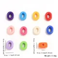 Perles ovales en acrylique colorees DIY fabrication de bijoux breloques grands trous comp. - Style Lettre O (YKL0226-15) / 10 Pièces/Paquet / Multicolore Mixte