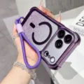 Coque de téléphone magnétique pailletée avec lanière pour iPhone 16 15 14 13 Pro Max - iPhone 17 Pro Max / Violet
