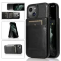Zwarte lederen portemonnee telefoonhoesje met kaartsleuven en stand voor iPhone 16 17 Pro Max - iPhone17 / Zwart