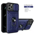 Funda protectora resistente para iPhone 14 Pro Max con soporte de anillo y tapa de cámara - iPhone 17 / Azul marino