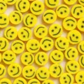 Yellow smiley face polymer clay beads with star eyes for DIY jewelry making bracelets - Smiley Face Beads