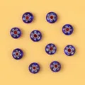 Blue glass flower beads round loose beads DIY handmade jewelry making accessories bracelet 10pcs - Blue