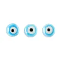 Perles intercalaires oeil turc en ceramique bleue perles rondes pour fabrication de bijoux DIY - Bleu clair