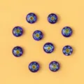 Blue glass flower loose beads for DIY jewelry making, handmade bracelet necklace accessories. - Dark Blue with Yellow Flower