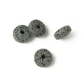 Cuentas redondas planas de piedra de lava natural gris para pulseras DIY joyeria artesanal. - Pieza Única (Agujero Interior Aprox. 0.2cm) / Gris