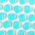 Turquoise Acrylic Smiley Face Beads Transparent DIY Loose Beads for Jewelry Making Craft - Cyan