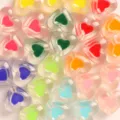Acrílico doble capa transparente cuentas de corazón colorido DIY fabricación de joyería pulsera collar - Multicolor / Paquete de 10 Piezas
