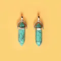 Türkis Kristall sechseckiger Säulenanhänger DIY Schmuckaccessoire, eleganter Silberbügel. - Teal Türkis