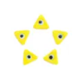 Yellow triangle glass evil eye beads for handmade jewelry DIY bracelets necklaces 5pcs - Yellow