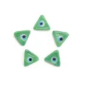 Green triangle glass evil eye loose beads for DIY handmade bracelets and necklaces SKUs. - Green