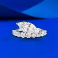 S925 zilveren markies geslepen witte diamant ring, luxe hoog karbon diamant sieraden ontwerp. - Maat 5 / Wit