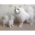 Simulation Samoyed dog plush toy set, fluffy white puppy ornaments for home indoor decor. - Large Black Husky