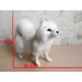 Προσομοίωση λευκό Samoyed Husky κουτάβι λούτρινο ζωάκι μοντέλο λεπτομέρεια προϊόντος. - Σαμογιέντ Σκύλος / S