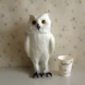 Lifelike white owl figurine feather stuffed animal bird model desktop decoration photo prop - Natural White