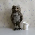 Realistic feather owl figurine static model animal photography props home decor ornament. - Patterned