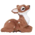 Flocked sika deer figurine simulation animal model desktop ornament cute fawn decoration - Lying Doe / Dark Color