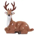 Flocked simulation sika deer figurine desktop ornament Christmas wedding decor item - Lying Buck / Dark Color