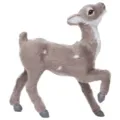Flocked Deer Figurine Simulation Fawn Christmas Home Table Decor For Wedding Props - Standing Doe / Gray