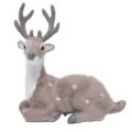 Flocked deer figurine simulation reindeer tabletop ornament Christmas decor animal toy - Lying Buck / Gray