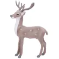 Simulated Sika Deer Figurine Flocked Fawn Christmas Desktop Ornament Table Decor Toy - Standing Buck / Gray