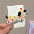 Jolie pince à cheveux en acrylique chien dessin animé, barrette colorée style mignon. - 5# Pince Chien à Pois (X355)