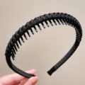 Black braided teeth headband anti-slip hair hoop washing face hair accessory SKU - Black