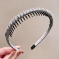 Braided anti-slip hair hoop with teeth, grey fashion hair accessories for women daily use. - Light Gray