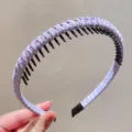 Purple braided hair hoop with teeth non-slip headband for daily wear and face washing 12.5cm - Purple