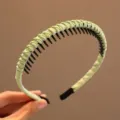 Green braided teeth headband anti-slip hair hoop washing face hair accessory for women - Light Green