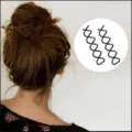 Épingles à cheveux spirales en métal noir chignon outil de coiffure accessoires 2pc - Style Uni (Prix Unique)