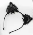 Black lace cat ear headband fashion hair hoop cute women adult hair accessories style sku - Lace Trim Style - Black