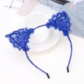 Blue lace cat ear headband fashion hair hoop cute women hair accessory variant style - Lace Trim Style - Royal Blue