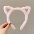 Cute plush cat ear headband for women, soft fuzzy hair hoop, sweet winter hair accessory. - Cat Ear / Light Pink