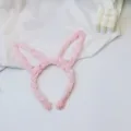 Pink fluffy ear headband, cute plush hair hoop for women, sweet daily face washing hair accessory - Rabbit Ear / Light Pink