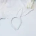 White plush bunny ear headband fluffy cute hair hoop soft winter hair accessory for women - Rabbit Ear / Off White