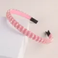 Double row crystal headband rhinestone hair accessory pink sparkly elegant stylish fashion women - Pink Seed Bead - Pink Crystal